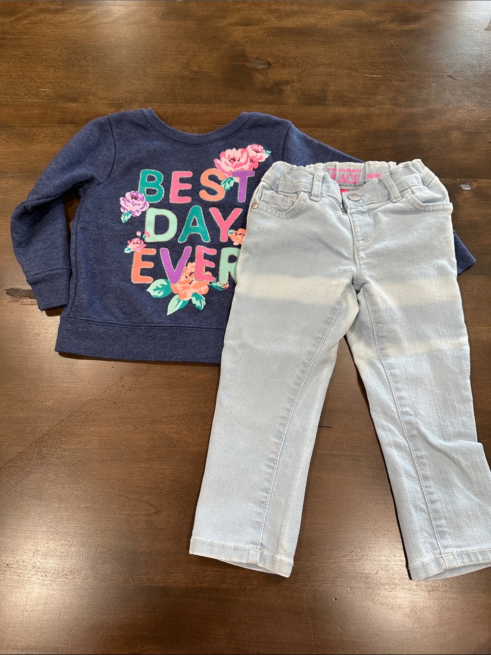 The Children's Place Light blue jeans and Garanimals Blue Sweatshirt Size 2T